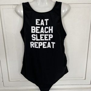 BEACH BUMP  Motherhood Maternity Size L Black Swim Suit One Piece